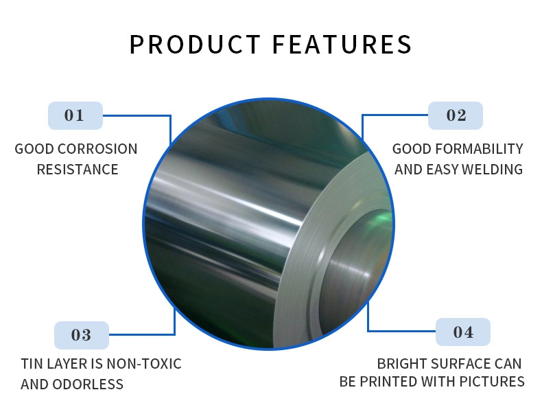 Competitive Price Tinplate Sheet SPTE Mr SPCC T2 T3 T4 Dr8 Electronic Tinplate Coil for Food Cans